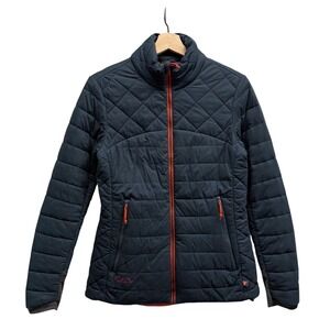 Flylow Jacket Womens Small Navy Blue Orange Quilted Primaloft Insulated